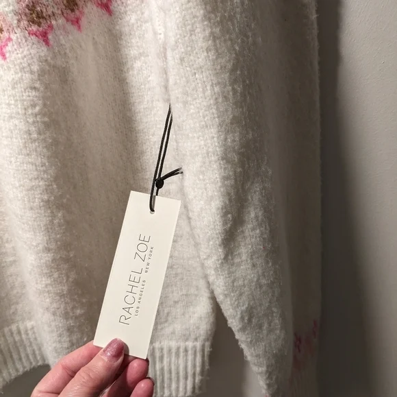 Rachel Zoe top blouse sweater pullover knit size L color beige pink - Picture 4 of 9